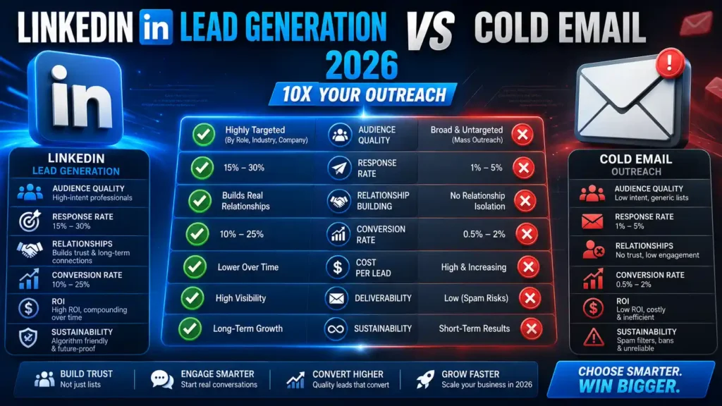 LinkedIn Lead Generation vs Cold Email 2026 10x Your Outreach