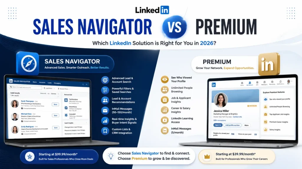 LinkedIn Sales Navigator vs Premium Comparison 2026
