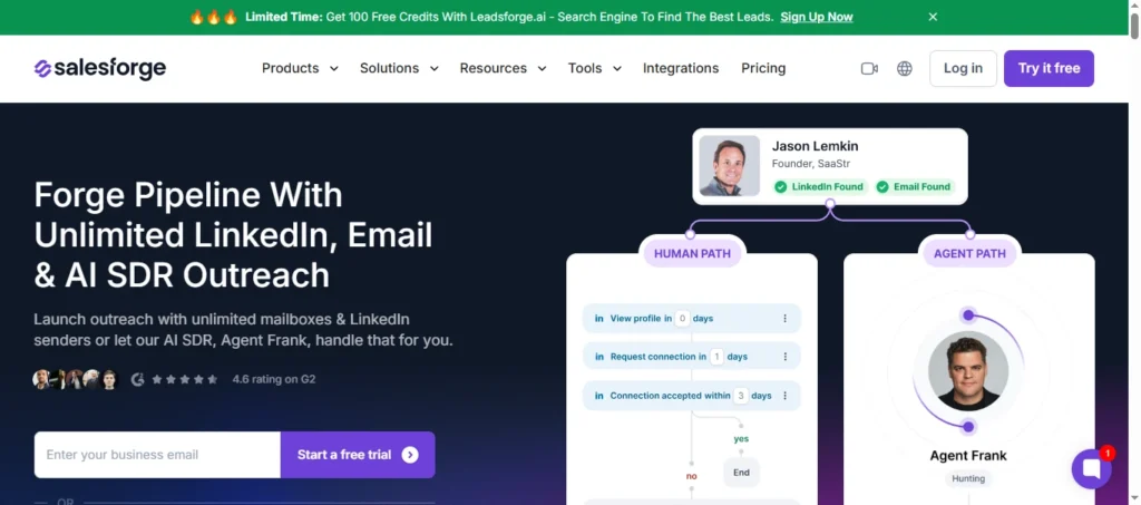 Salesforge  Best for Cold Email and LinkedIn Outreach
