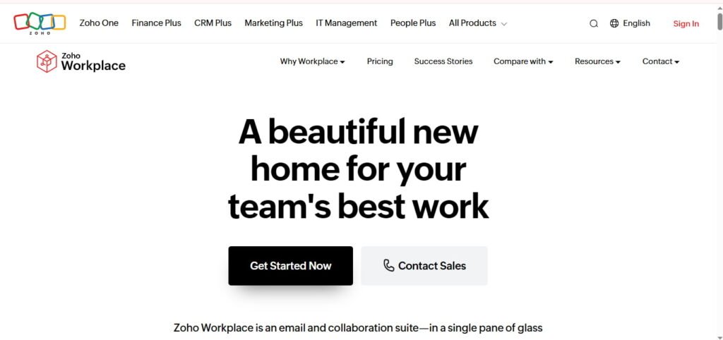 2. Zoho Workplace (Most Affordable)