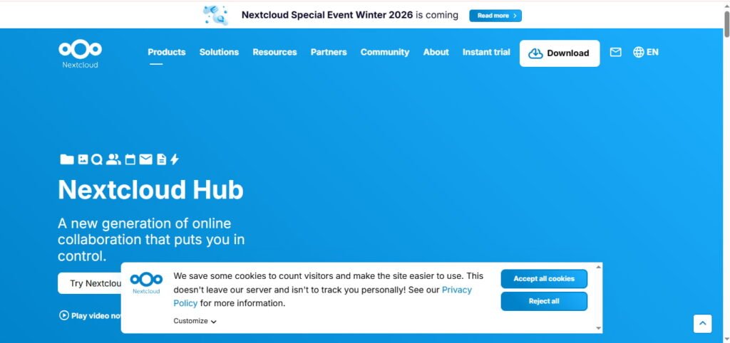 3. Nextcloud Hub (Best Free Alternative)