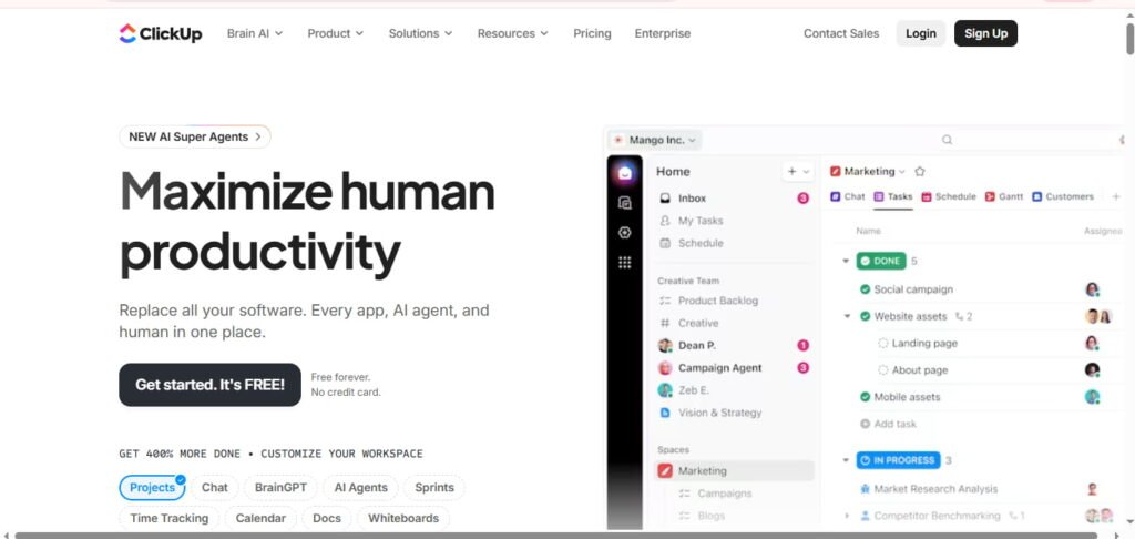 ClickUp (Best All-in-One Platform)