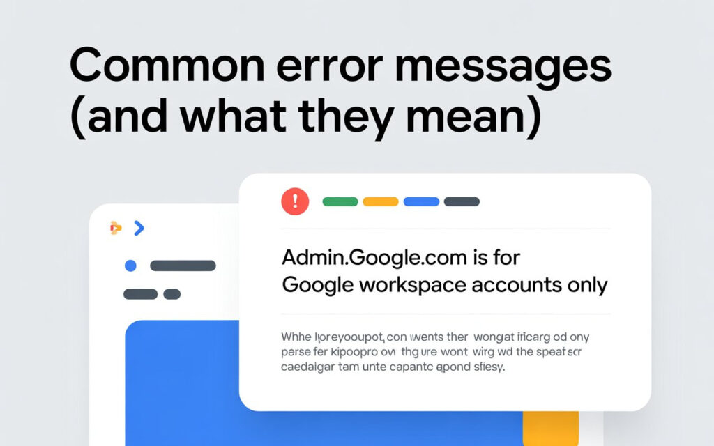 Common Error Messages (And What They Mean)
"admin.google.com is for Google Workspace accounts only"