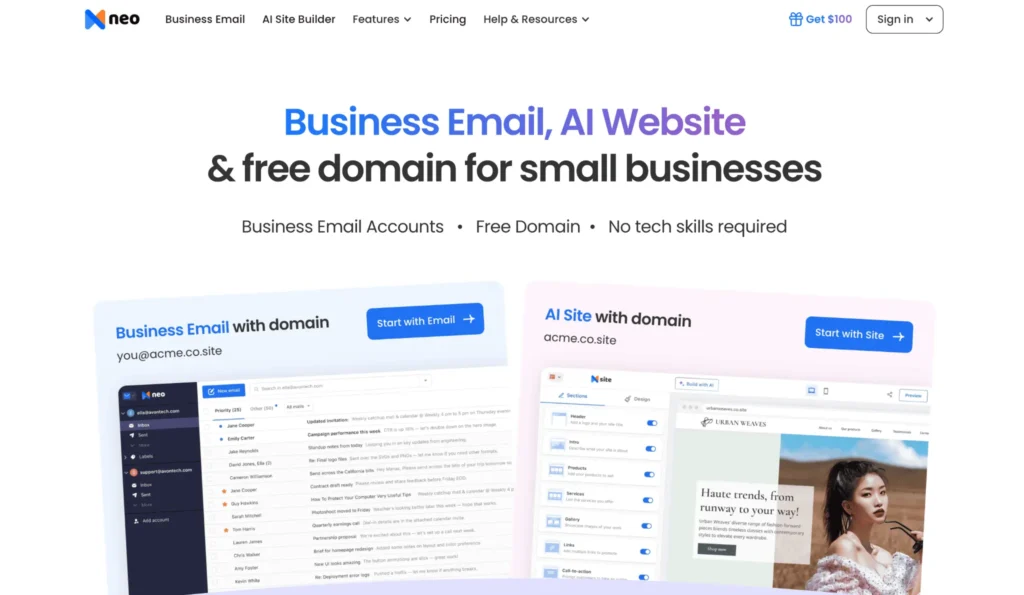 2. Neo Mail (Google Workspace alternatives for small businesses)