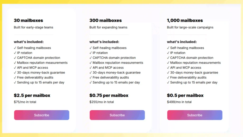 Maildoso pricing page