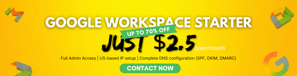 Get Google Workspace Business Starter mailboxes for just $2.50 per user.