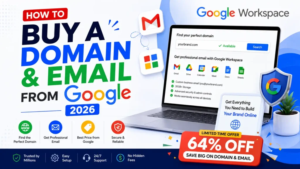 How to Buy a Domain and Email from Google 2026 64% Off